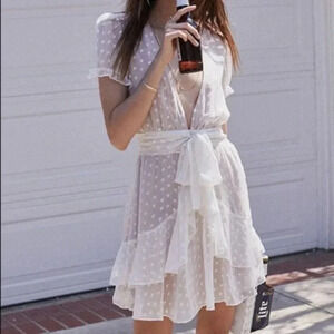 For Love & Lemons Tarta Star silk mini dress Size M